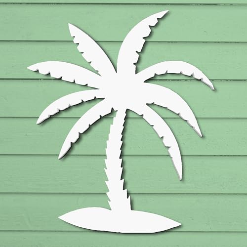 Outdoor Palm Tree Wall Art Beach House Decor – Tropical Palm Tree Sign – Weatherproof PVC Coastal Wall Hanging for Porch Patio or Poolside