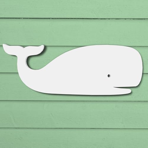 Outdoor Whale Wall Decor – White PVC Beach House Wall Art, Coastal Whale Sign Exterior & Interior – Nautical Ocean Decoration for Pool, Fence, Shed