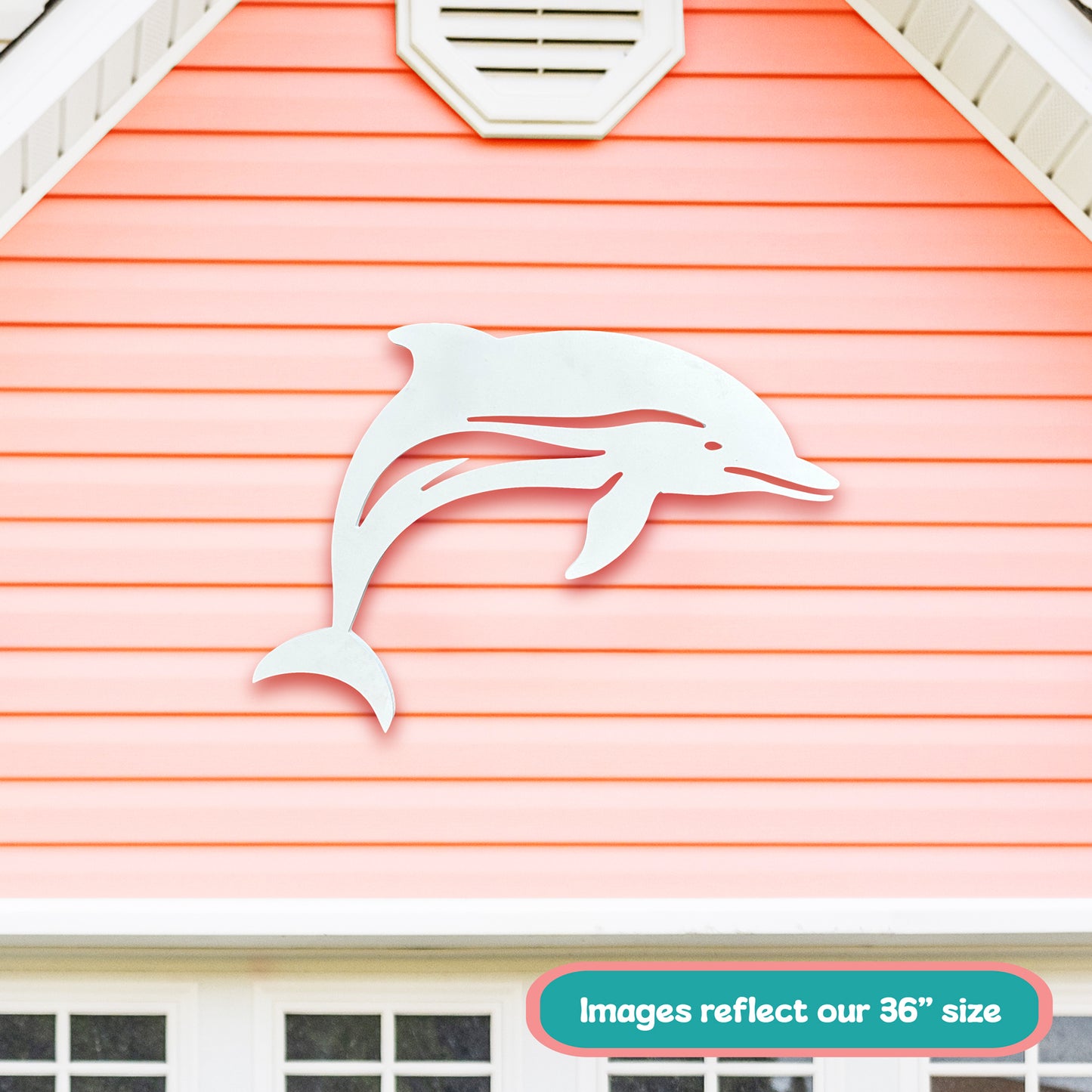 Outdoor Dolphin Wall Art – Coastal Beach House Wall Decor – PVC Dolphin Sign Indoor Outdoor – Nautical Marine Animal Decor for Pool, Shed, Garage, 4 Foot