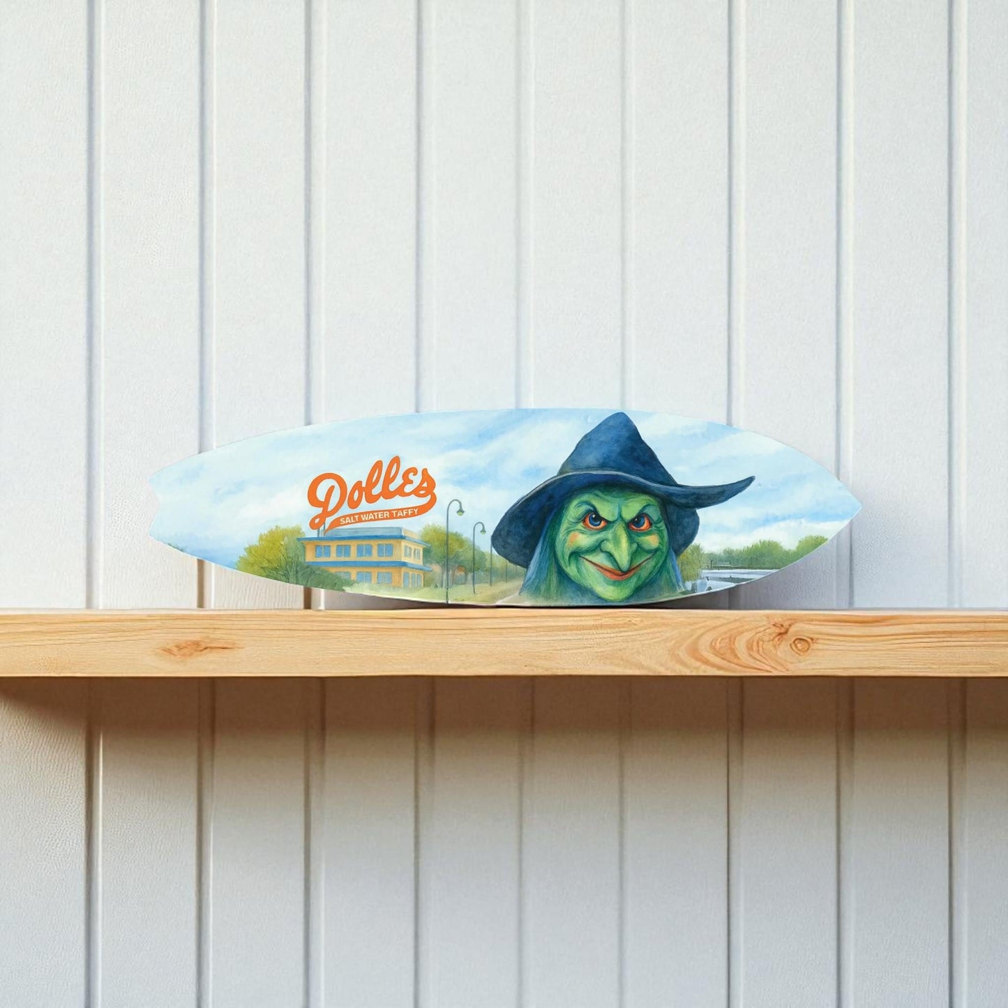 Sea Witch Festival Surfboard – Rehoboth Beach Delaware Coastal Décor, Dolles & Witch Artwork, PVC Surfboard Sign