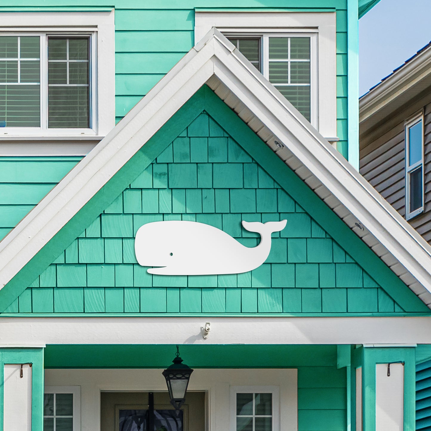 Outdoor Whale Wall Decor – White PVC Beach House Wall Art, Coastal Whale Sign Exterior & Interior – Nautical Ocean Decoration for Pool, Fence, Shed