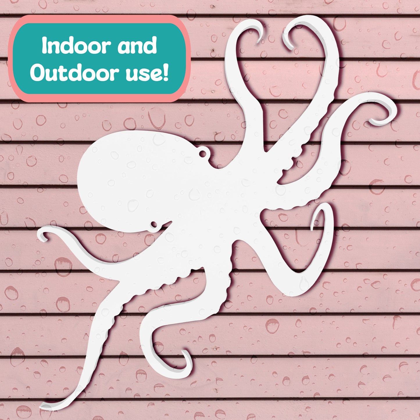 Outdoor Octopus Wall Art – PVC Coastal Beach House Decoration – Octopus Sign – Weatherproof Nautical Wall Hanging – Ocean-Inspired Home Decor