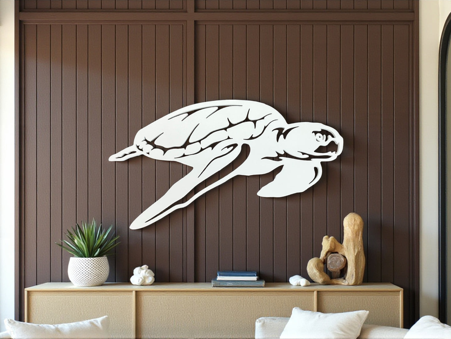 Sea Turtle Wall Art Decor for Indoor Outdoor - Weatherproof PVC Ocean Theme Coastal Decorations, Nautical Beach House Sign