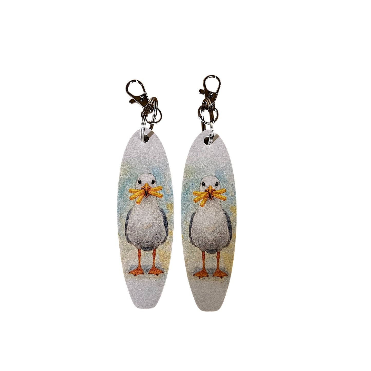 Funny Seagull Keychains Set of 2 – PVC Beach Keyrings for Bags, Backpacks, or Keys – Coastal Souvenir or Gift