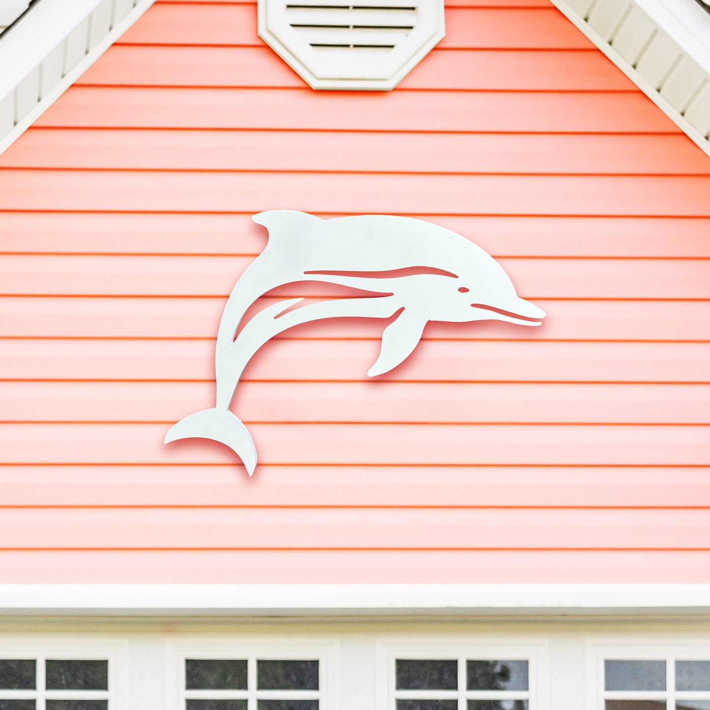 Outdoor Dolphin Sign – Coastal Beach House Wall Decor – PVC Dolphin Indoor Outdoor Use – Nautical Marine Animal Decor for Pool, Shed, Garage