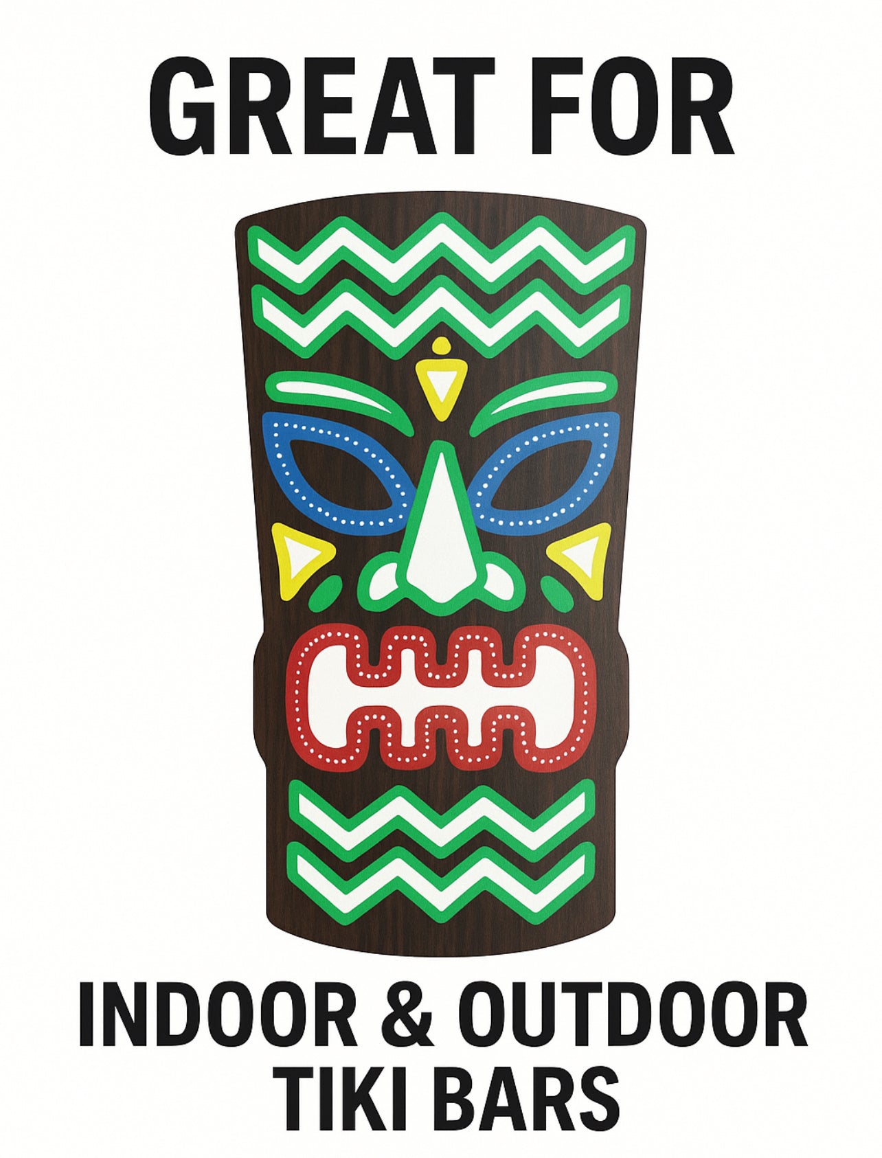 Tiki Mask Wall Decor – Tropical Style for Tiki Bars, Pool Areas, Patios, or Beach-Themed Spaces – Weatherproof PVC, 18 Inches