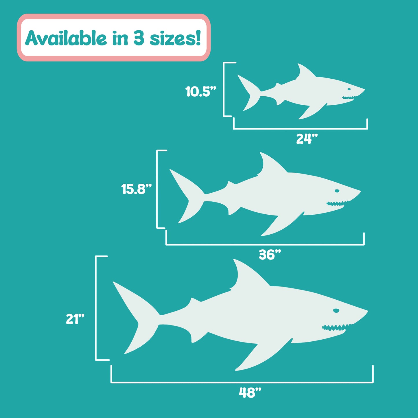 Outdoor Shark Wall Decor – Nautical Coastal Beach House Sign – Weatherproof PVC Shark Art for Fence, Shed, Patio, or Entryway, 2 - 4 Feet