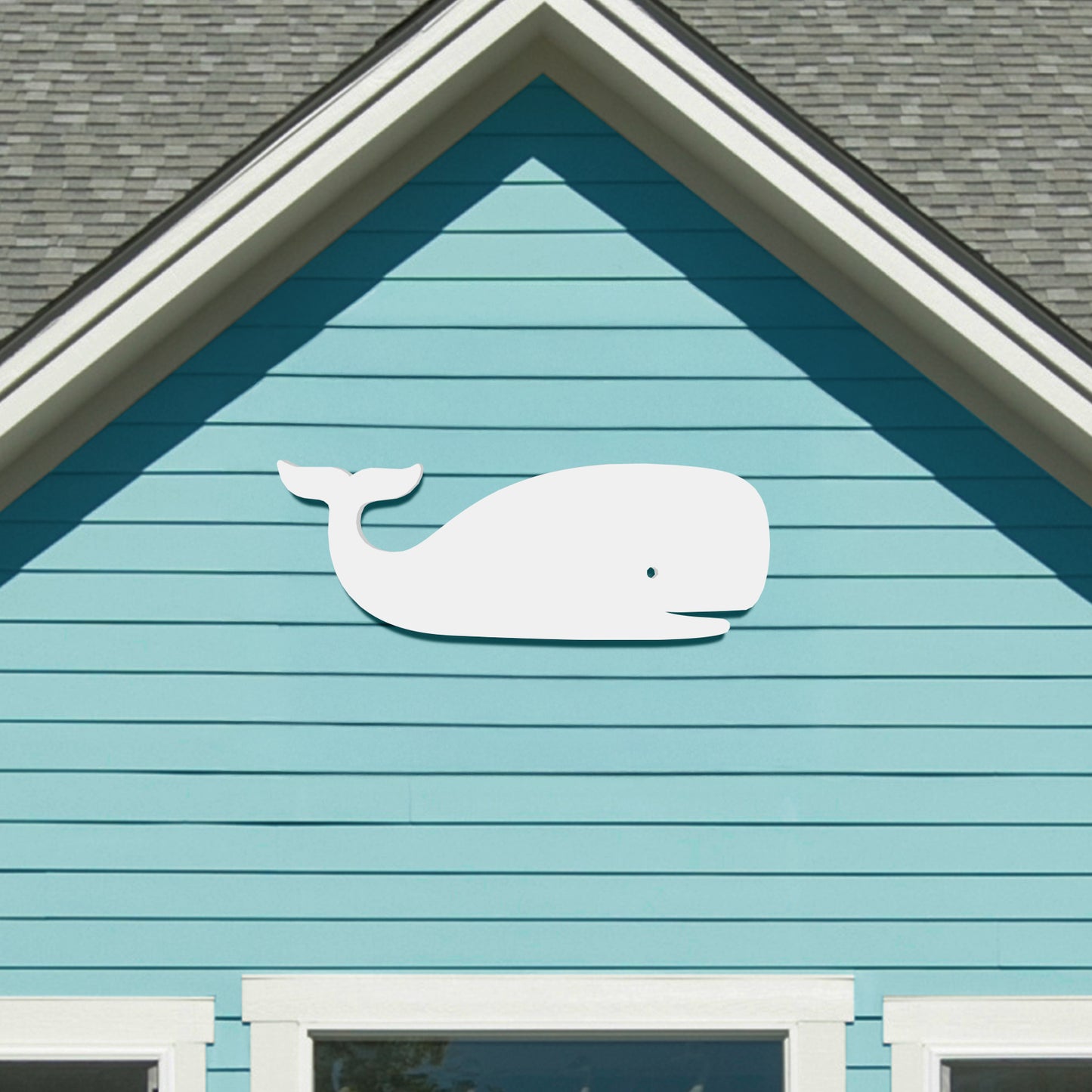 Outdoor Whale Wall Decor – White PVC Beach House Wall Art, Coastal Whale Sign Exterior & Interior – Nautical Ocean Decoration for Pool, Fence, Shed