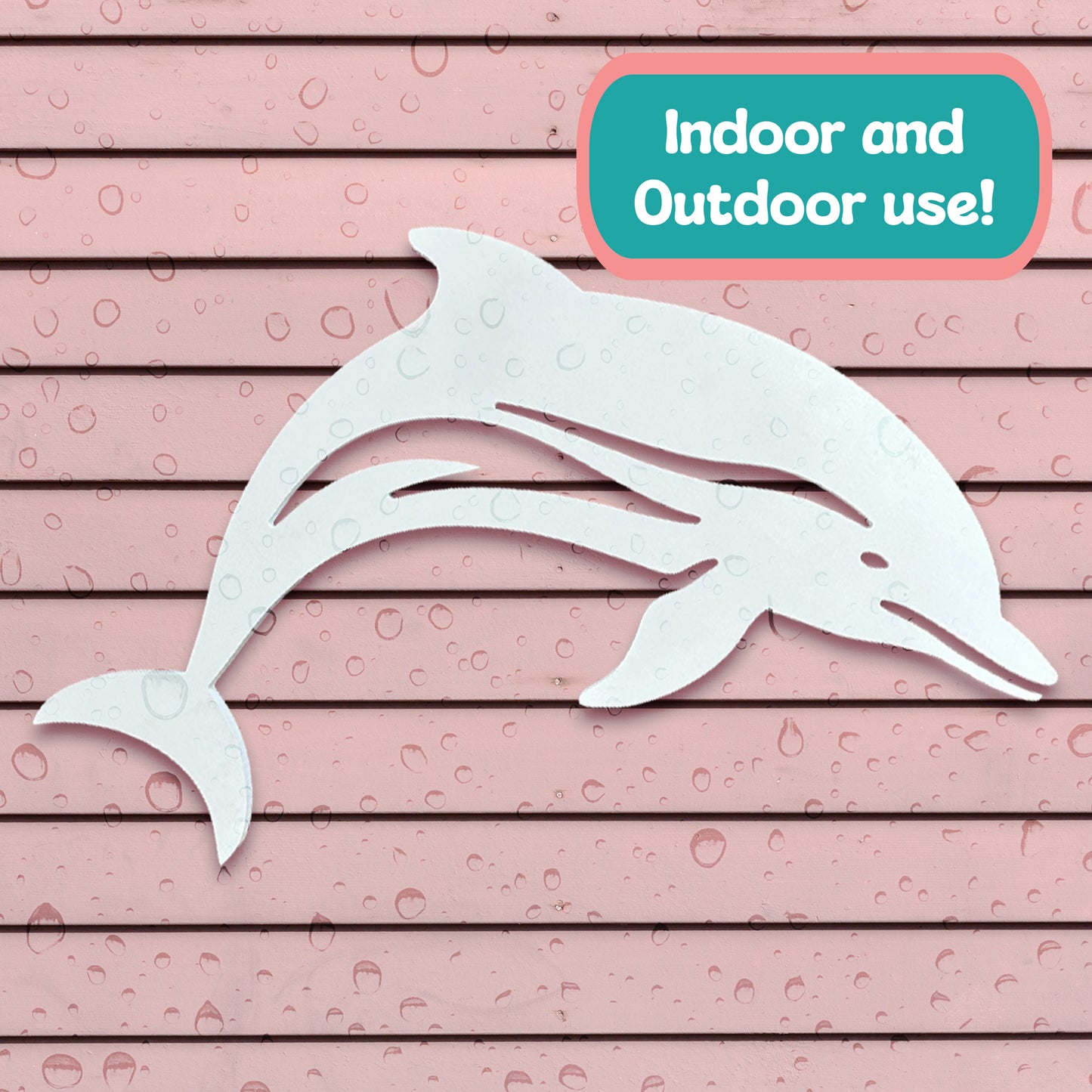 Outdoor Dolphin Wall Art – Coastal Beach House Wall Decor – PVC Dolphin Sign Indoor Outdoor – Nautical Marine Animal Decor for Pool, Shed, Garage, 4 Foot