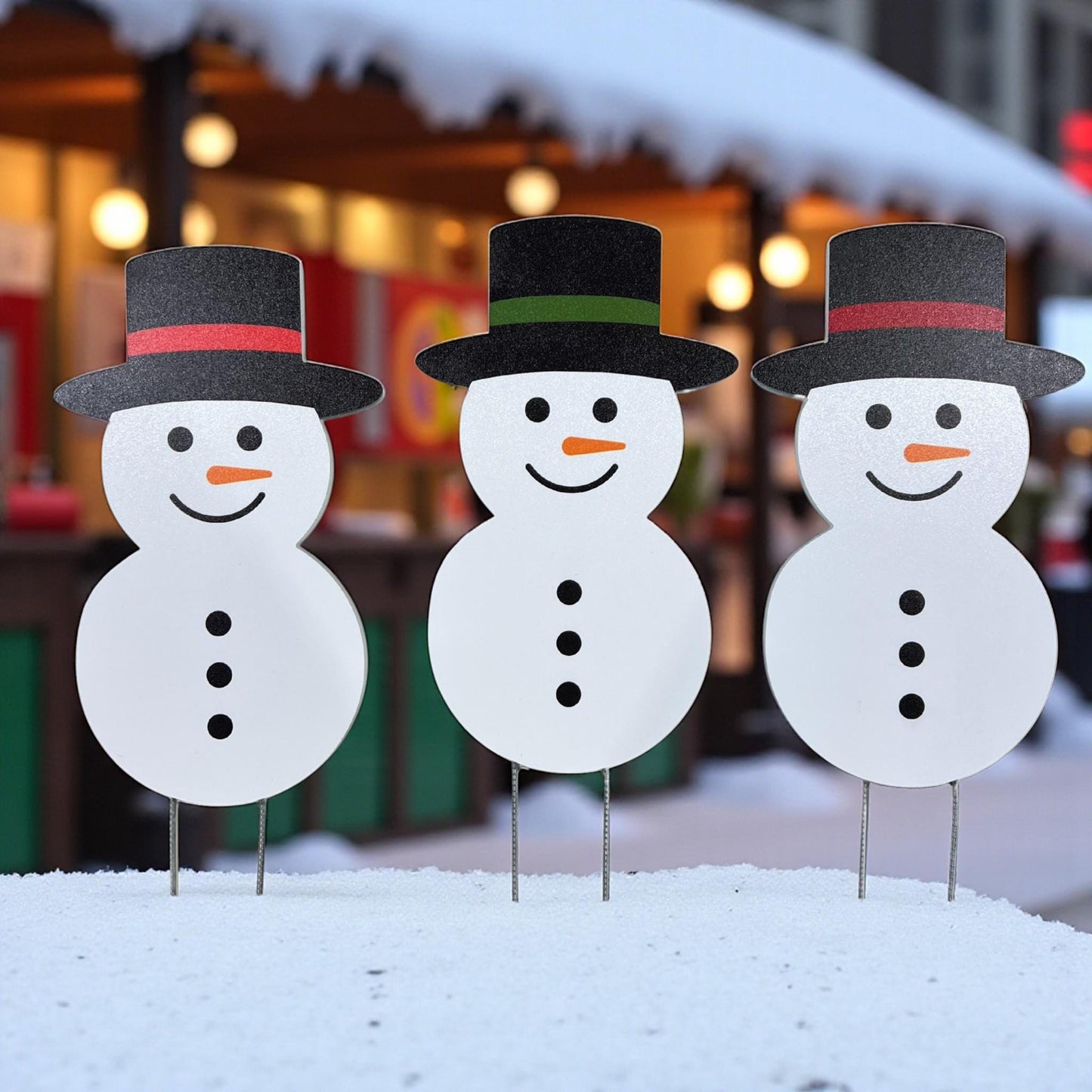 Snowman Yard Stakes Set: PVC Holiday Outdoor Porch Decor