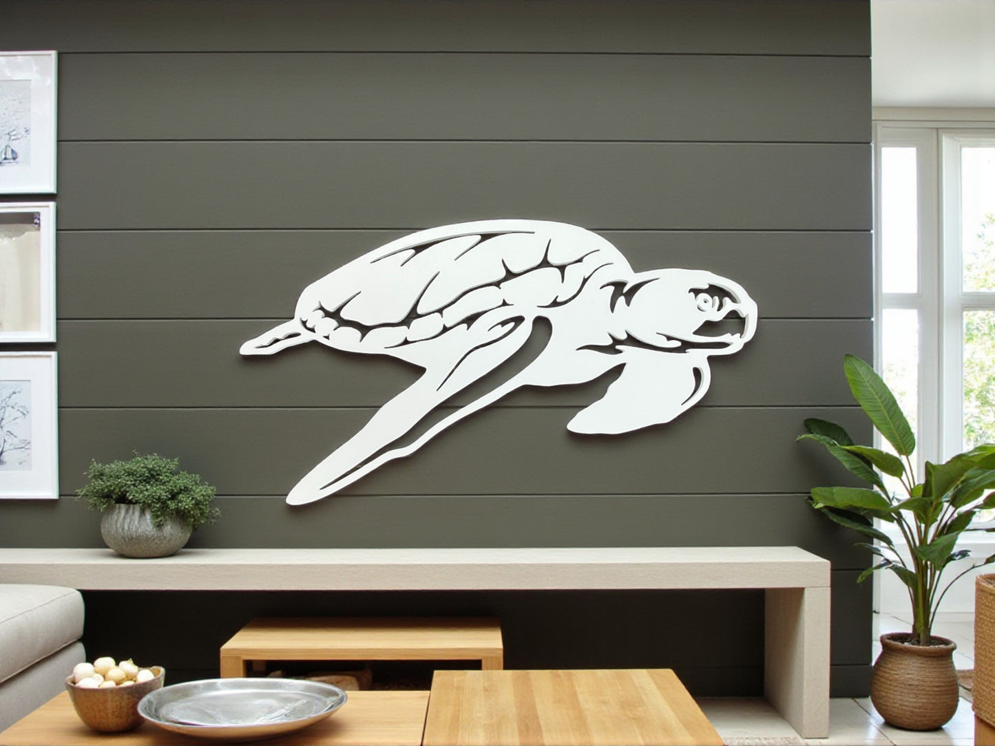 Sea Turtle Wall Art Decor for Indoor Outdoor - Weatherproof PVC Ocean Theme Coastal Decorations, Nautical Beach House Sign