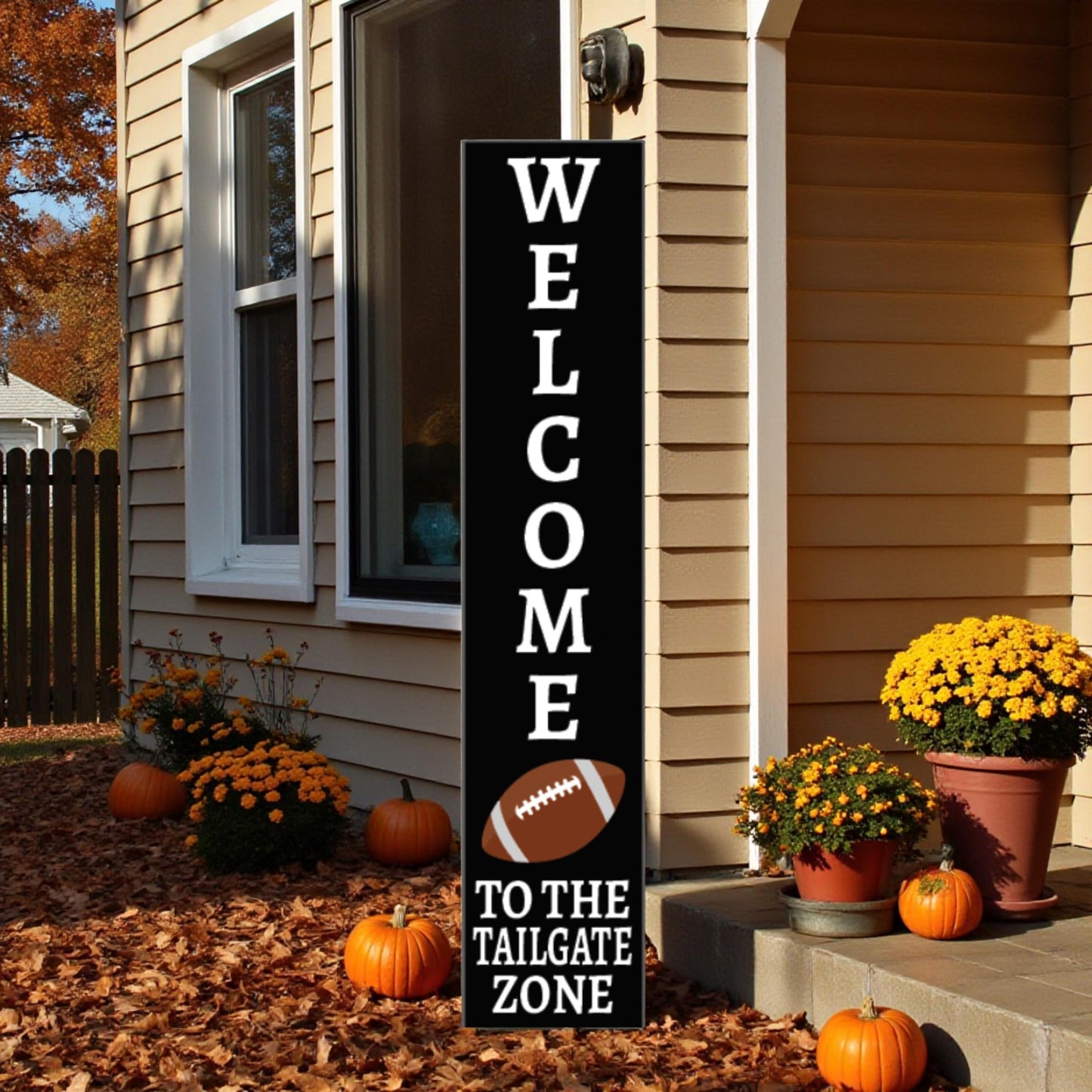 Tailgate Zone Sign: Football Porch Leaner - Game Day Decor