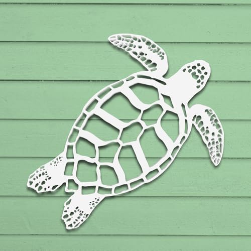 Outdoor Sea Turtle Wall Decor - PVC Turtle Sign for Beach House, Coastal Home, Patio, or Fence - Nautical Ocean-Themed Wall Art