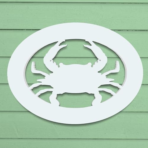Outdoor Crab Wall Decor – Coastal Nautical Beach House Accent for Home, Garage, Shed – Weatherproof Crab Sign – Paintable Coastal Wall Art