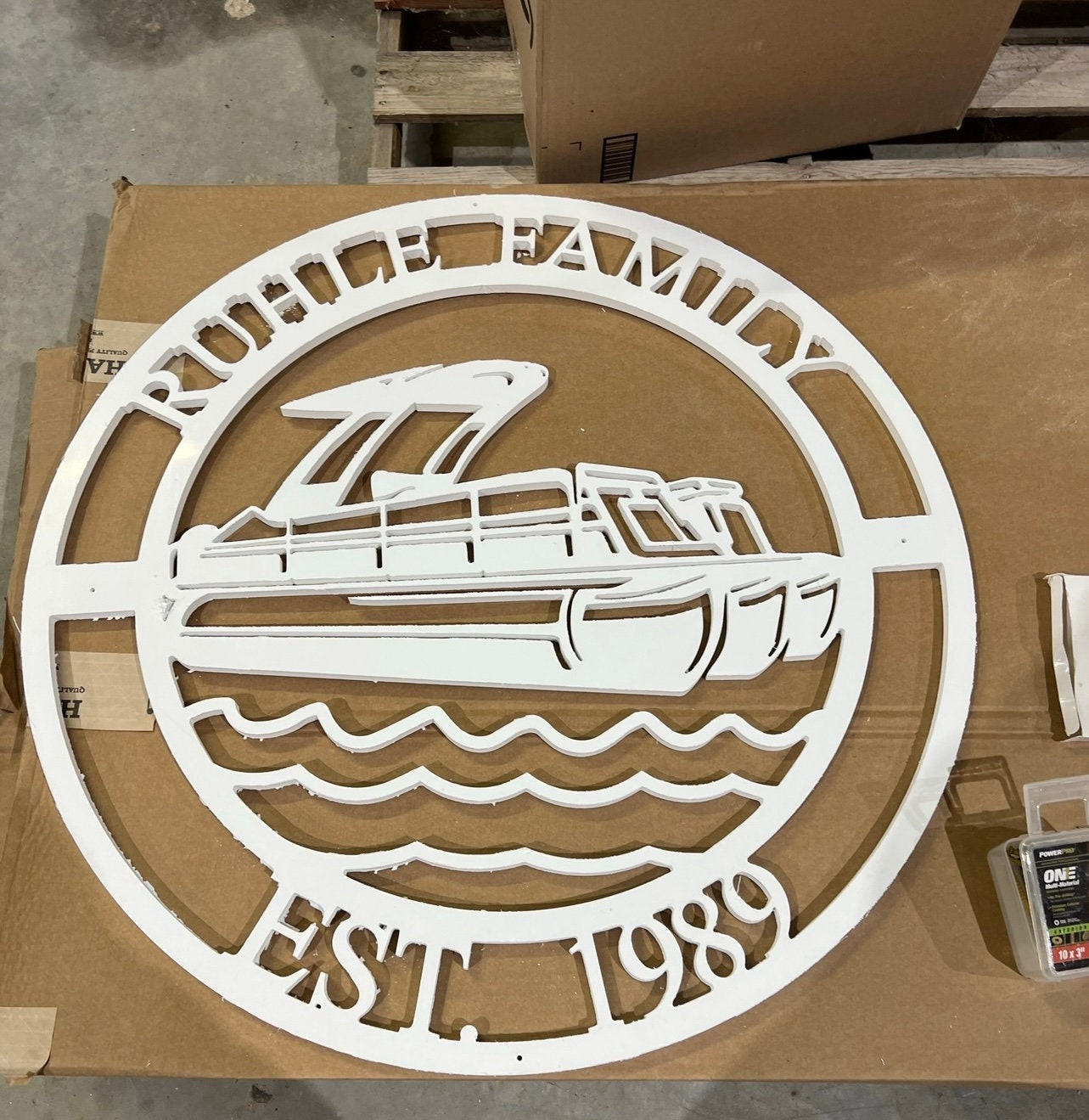 Pontoon Boat Name Sign – Custom Dock or Boathouse Plaque, Outdoor PVC, Nautical Lake/Beach House Decor