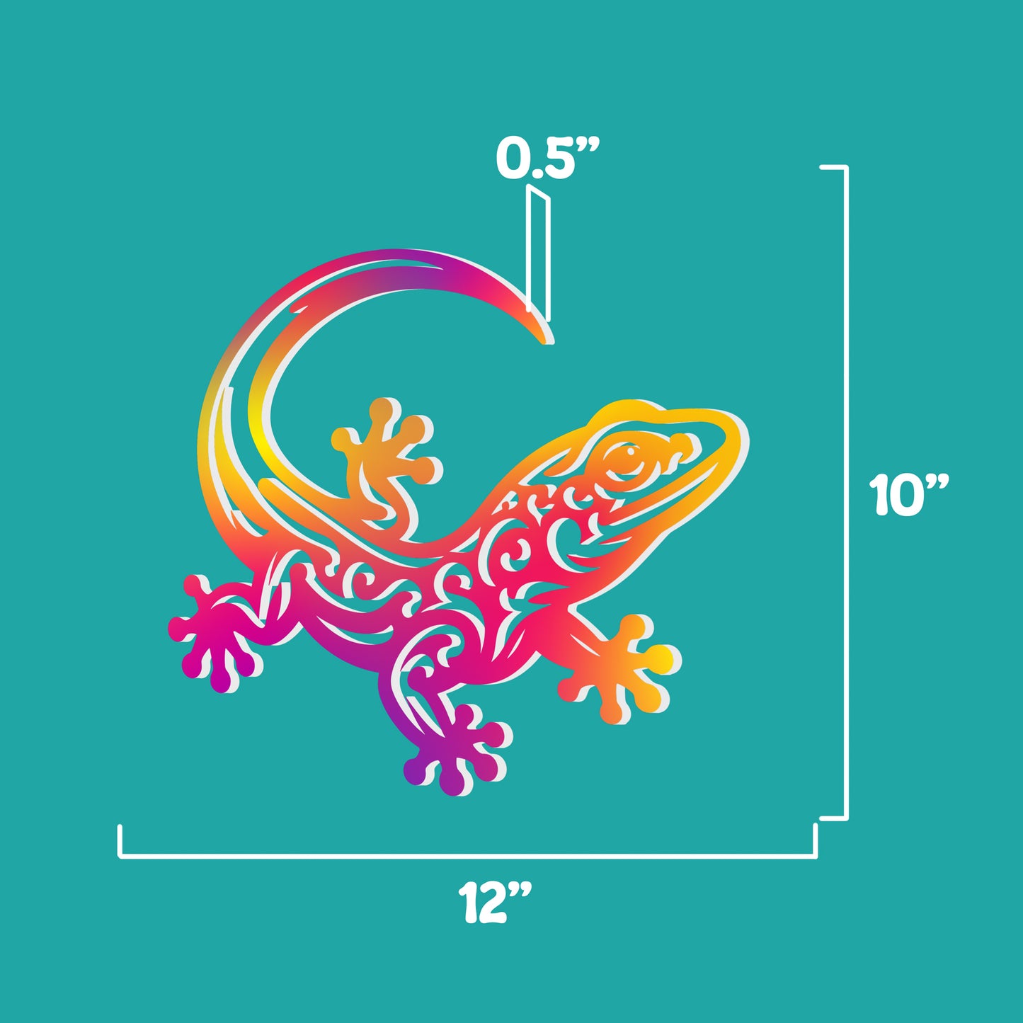Outdoor Gecko Wall Art – 2 Pack Colorful PVC Lizard Decor – Tropical Gecko Wall Decoration for Garden Fence Home – 12 Inch