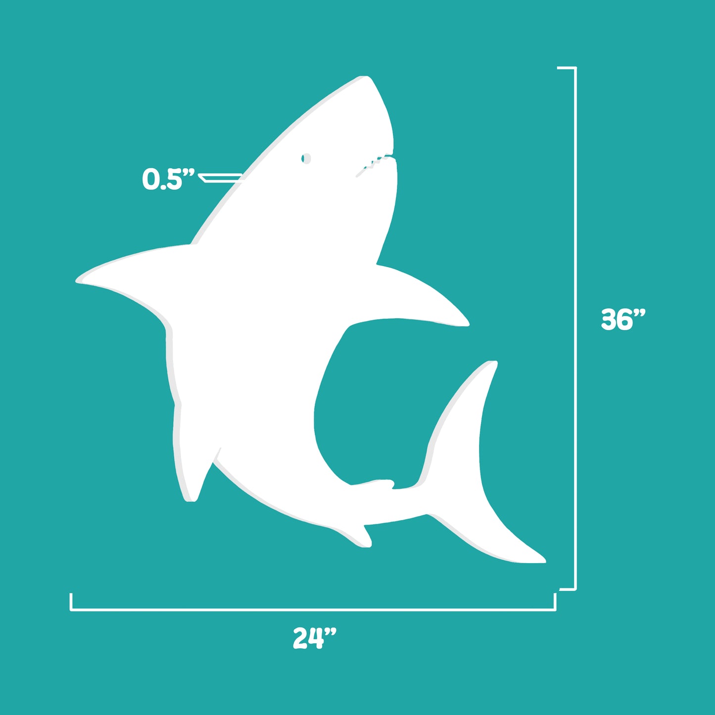 PVC Shark Wall Art - Outdoor Beach House Decor, Nautical Coastal Shark Sign, Durable Weatherproof PVC, Made in USA