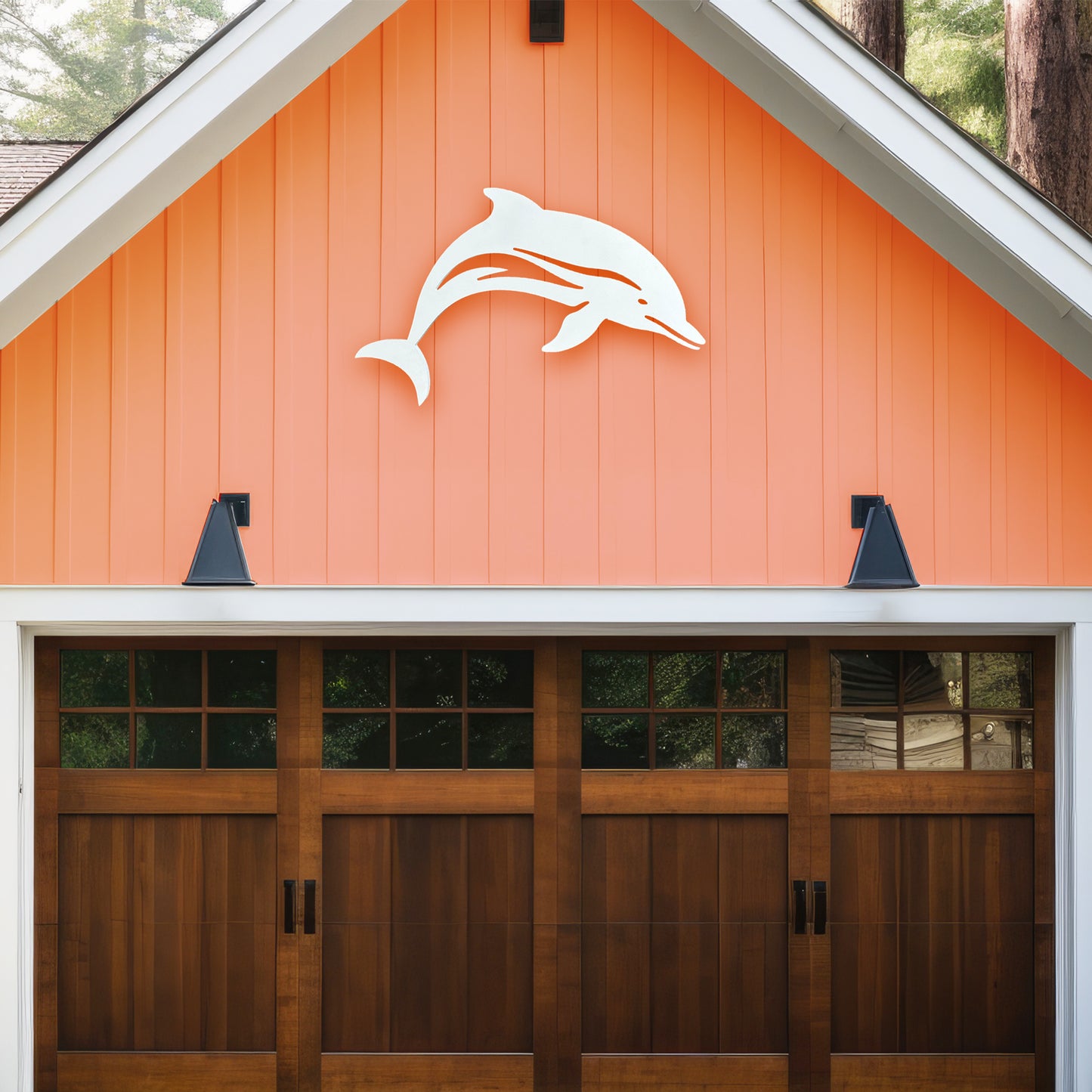 Outdoor Dolphin Sign – Coastal Beach House Wall Decor – PVC Dolphin Indoor Outdoor Use – Nautical Marine Animal Decor for Pool, Shed, Garage
