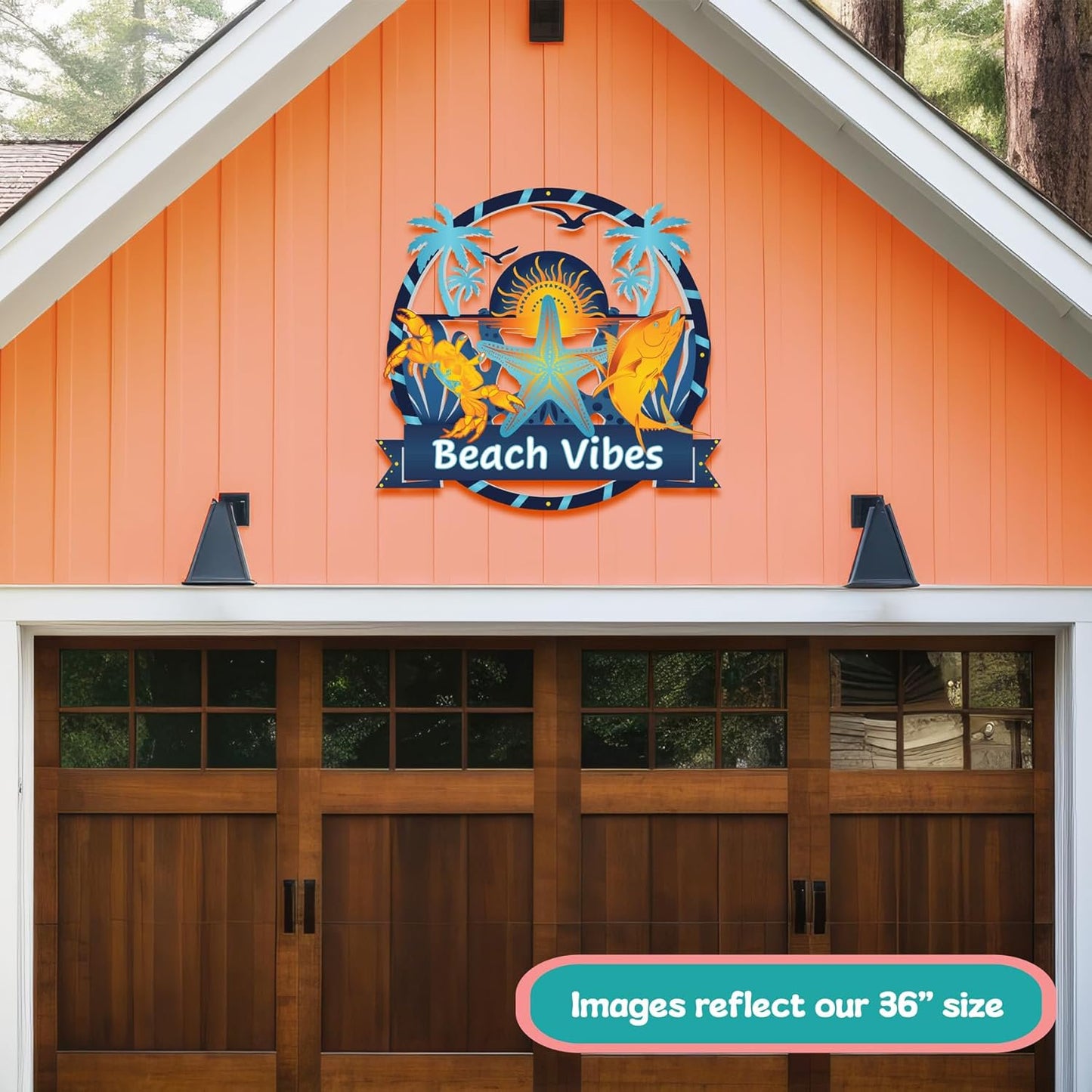 Outdoor Beach Vibes Wall Art, Beach House Sign, Coastal Decor Ocean Themed, PVC