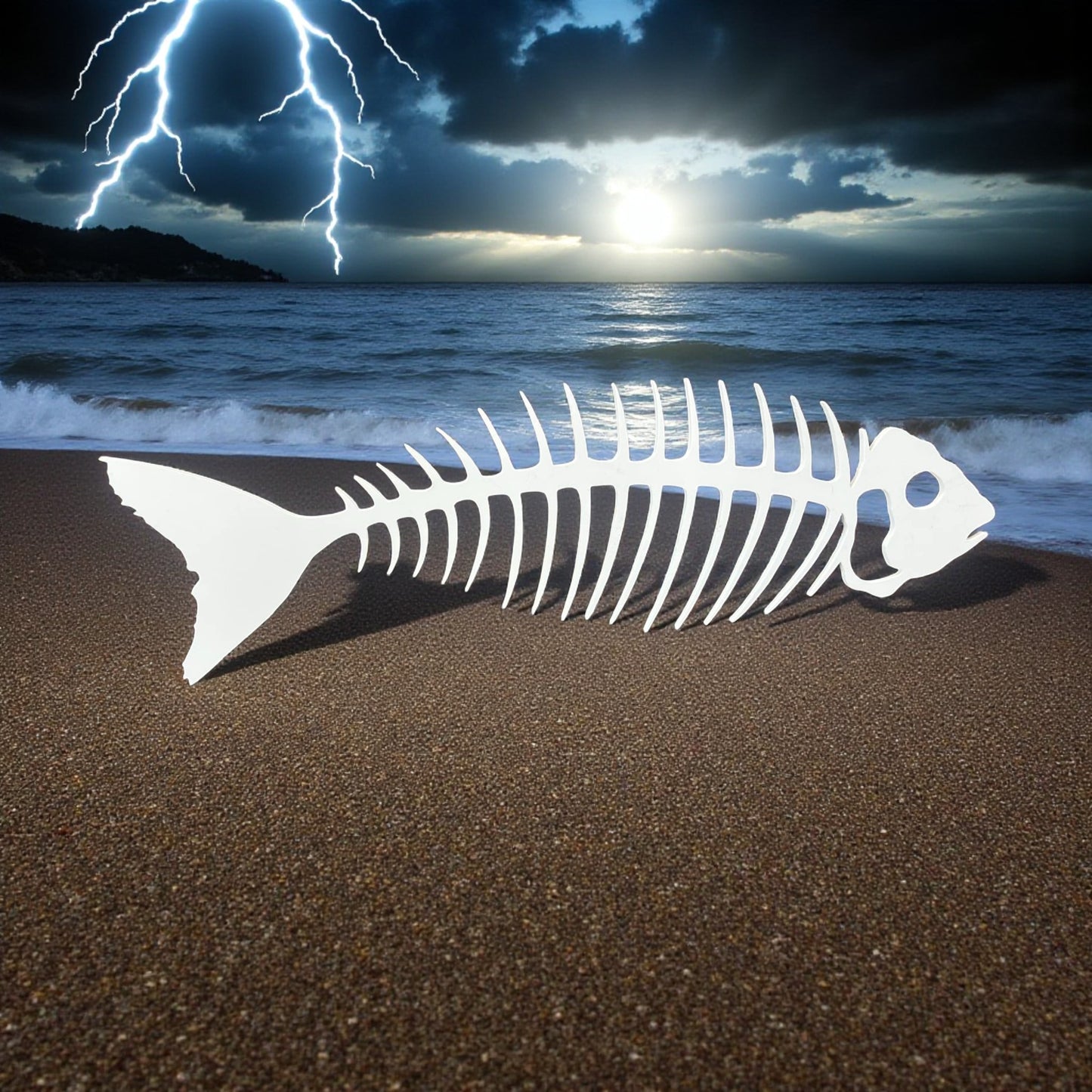 Outdoor Bonefish Wall Art – PVC Nautical Fish Decoration for Coastal Beach House, Pool Area, Fence and Shed