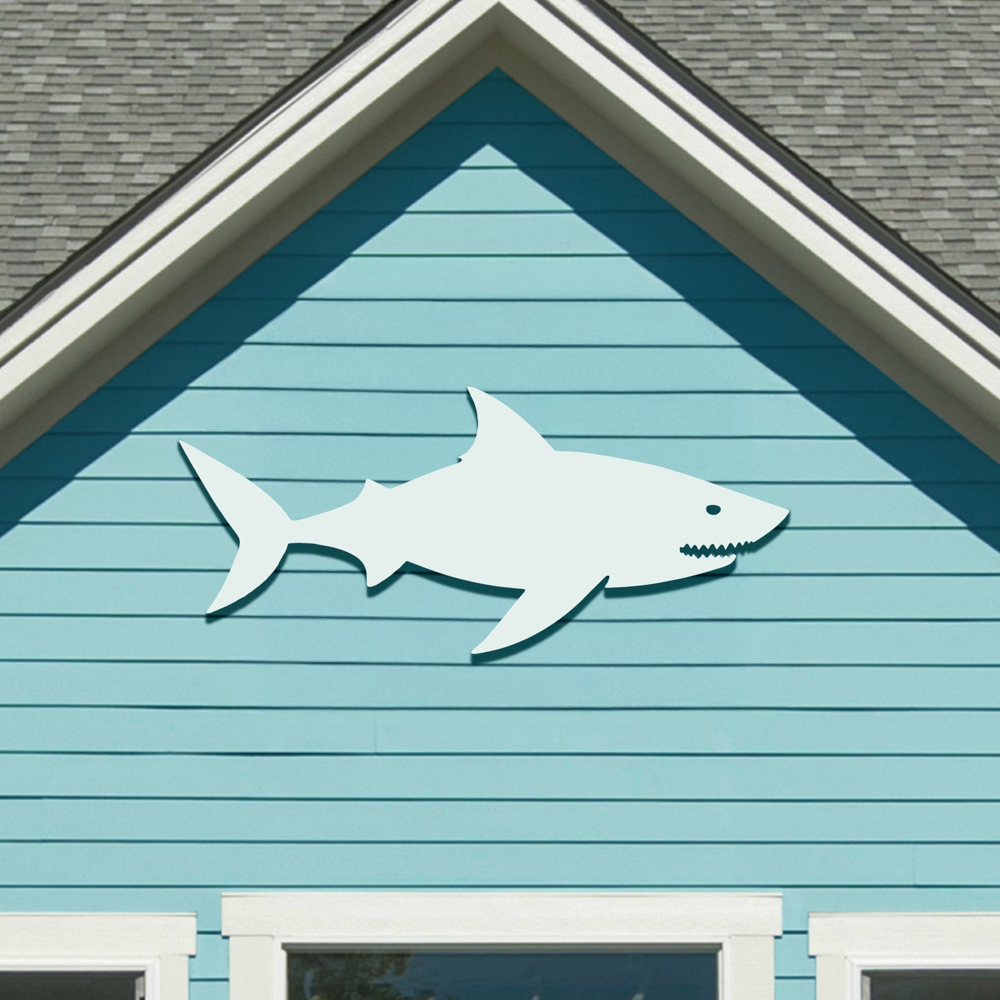 Outdoor Shark Wall Decor – Nautical Coastal Beach House Sign – Weatherproof PVC Shark Art for Fence, Shed, Patio, or Entryway, 2 - 4 Feet
