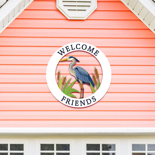 Custom 36” Heron Egret Sign – Coastal Outdoor Wall Art for Beach House, Porch or Cottage – Weatherproof PVC, Beach Decor, Porch Patio
