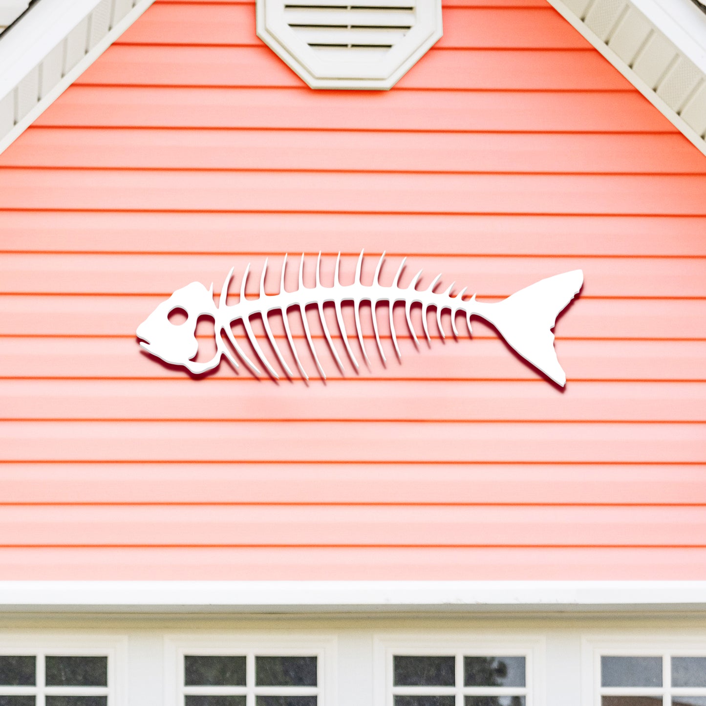 Outdoor Bonefish Wall Art – PVC Nautical Fish Decoration for Coastal Beach House, Pool Area, Fence and Shed