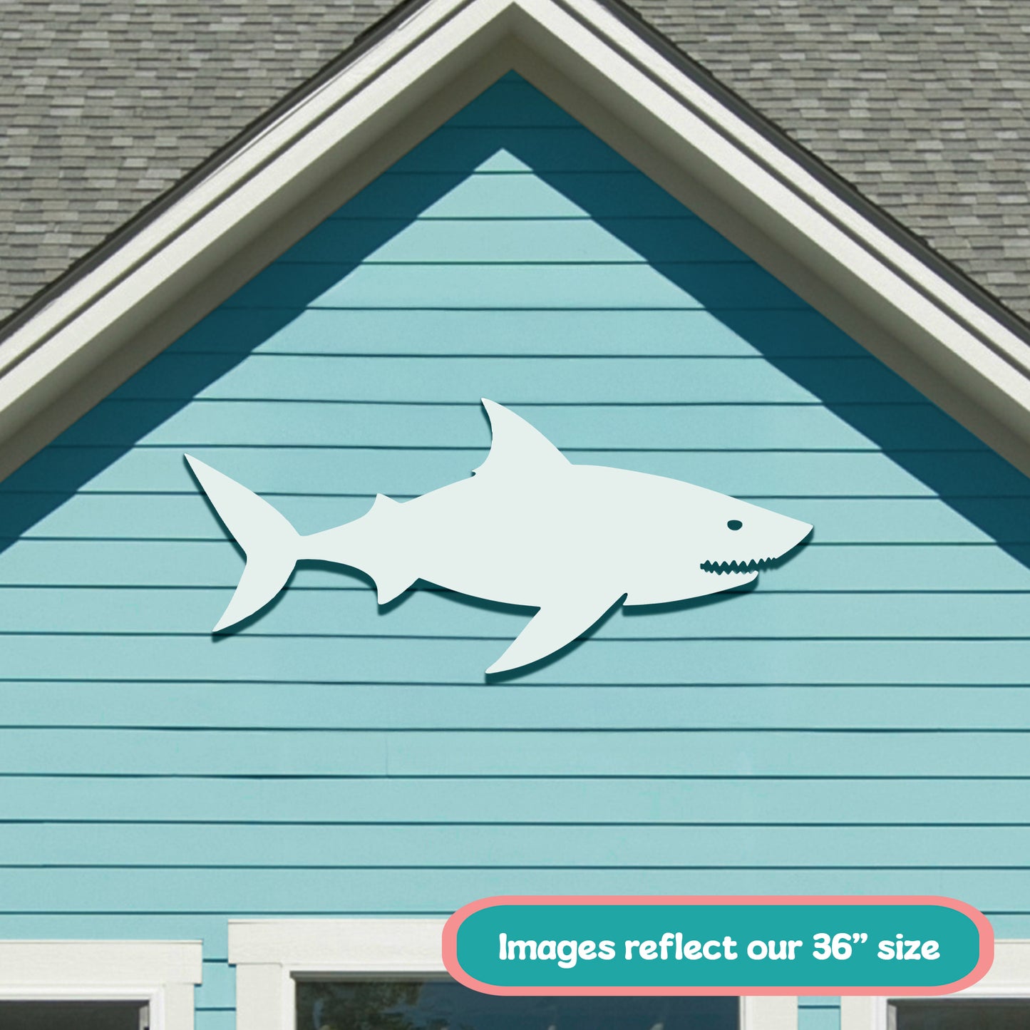 Outdoor Shark Wall Art – Weatherproof PVC Shark Decor for Beach House, Cottage, and Nautical Themed Spaces, Ocean Wall Hanging, 2 Foot