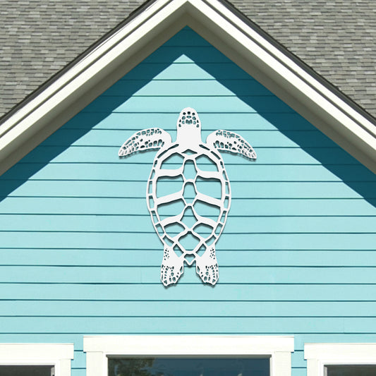 Outdoor Sea Turtle Wall Decor - PVC Turtle Sign for Beach House, Coastal Home, Patio, or Fence - Nautical Ocean-Themed Wall Art