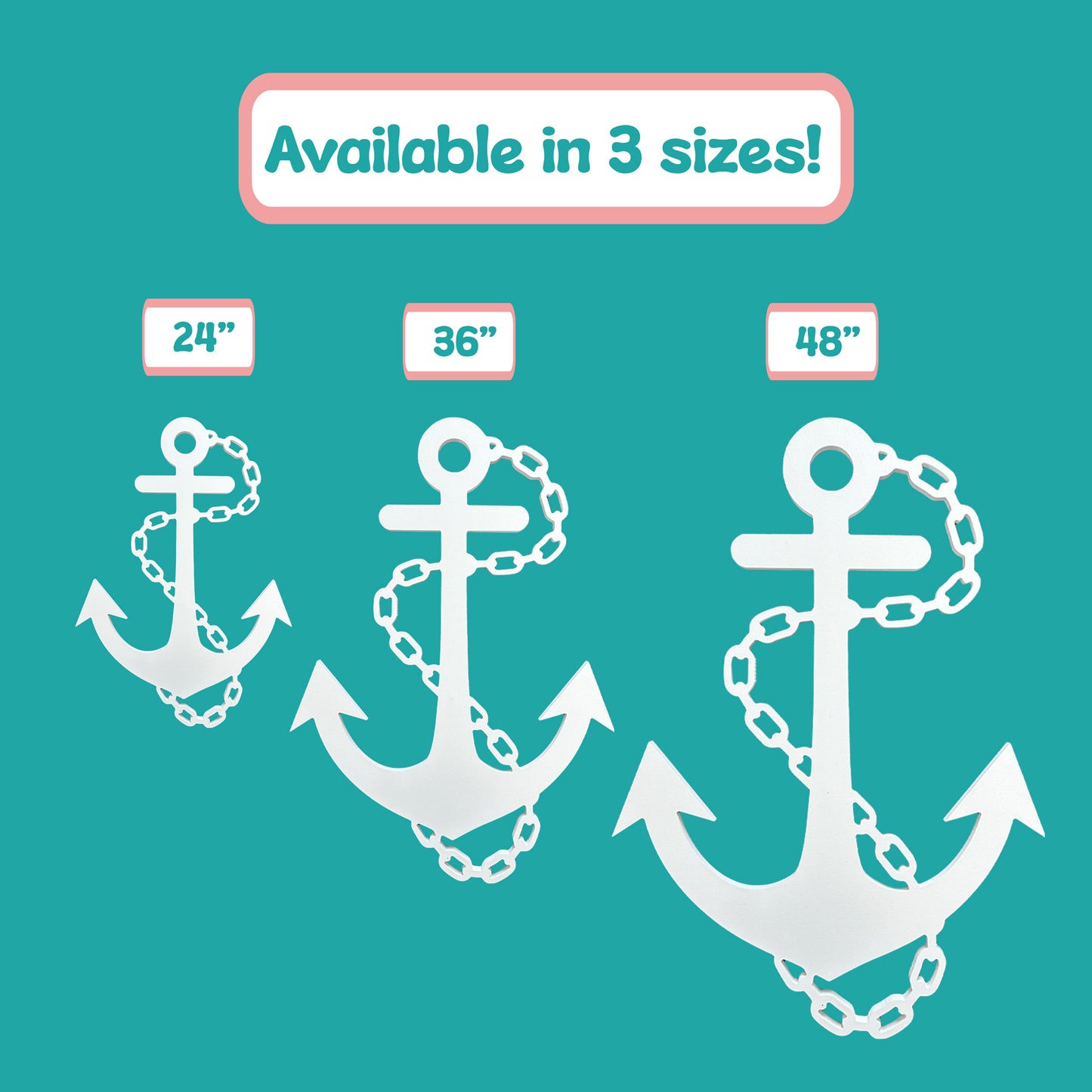 Outdoor Anchor Wall Decor – Nautical Beach House Sign – Weatherproof PVC Anchor with Chain – Ocean Marine Art for Indoor Outdoor Use