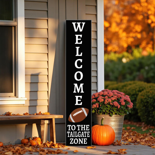 Tailgate Zone Sign: Football Porch Leaner - Game Day Decor
