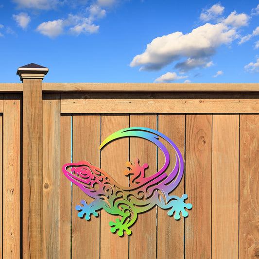 Outdoor Gecko Wall Art – PVC Lizard Decor for Fence, Patio, Garden, Porch – Gecko Decoration – Tropical Wall Hanging for Home or Yard, 16 Inch