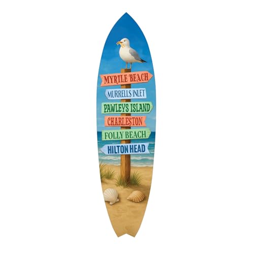 South Carolina Surfboard Wall Art - Coastal Beach House Decor, Weather-Resistant PVC Indoor Outdoor