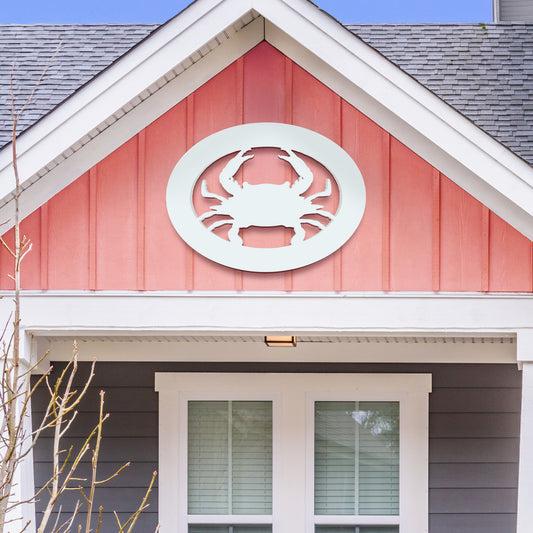 Outdoor Crab Wall Decor – Coastal Nautical Beach House Accent for Home, Garage, Shed – Weatherproof Crab Sign – Paintable Coastal Wall Art