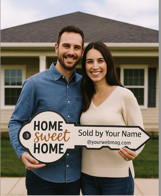 Home Sweet Home Key Sign – Realtor Photo Prop, Custom Sold Sign, Real Estate Marketing, House Closing Gift, PVC Sign for Agents