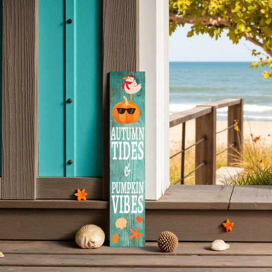 Coastal Farmhouse Autumn Sign: Pumpkin Vibes, Indoor/Outdoor Fall Decor