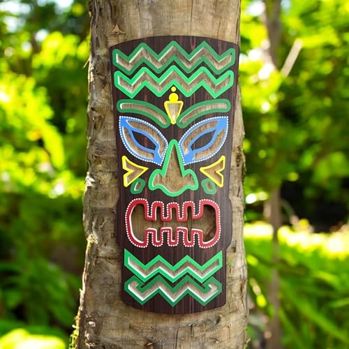 Tiki Mask Wall Decor – Tropical Style for Tiki Bars, Pool Areas, Patios, or Beach-Themed Spaces – Weatherproof PVC, 18 Inches