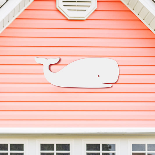 Outdoor Whale Wall Decor – White PVC Beach House Wall Art, Coastal Whale Sign Exterior & Interior – Nautical Ocean Decoration for Pool, Fence, Shed
