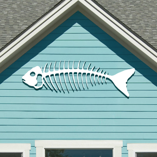 Outdoor Bonefish Wall Art – PVC Nautical Fish Decoration for Coastal Beach House, Pool Area, Fence and Shed