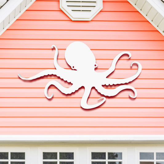 Outdoor Octopus Wall Art – PVC Coastal Beach House Decoration – Octopus Sign – Weatherproof Nautical Wall Hanging – Ocean-Inspired Home Decor