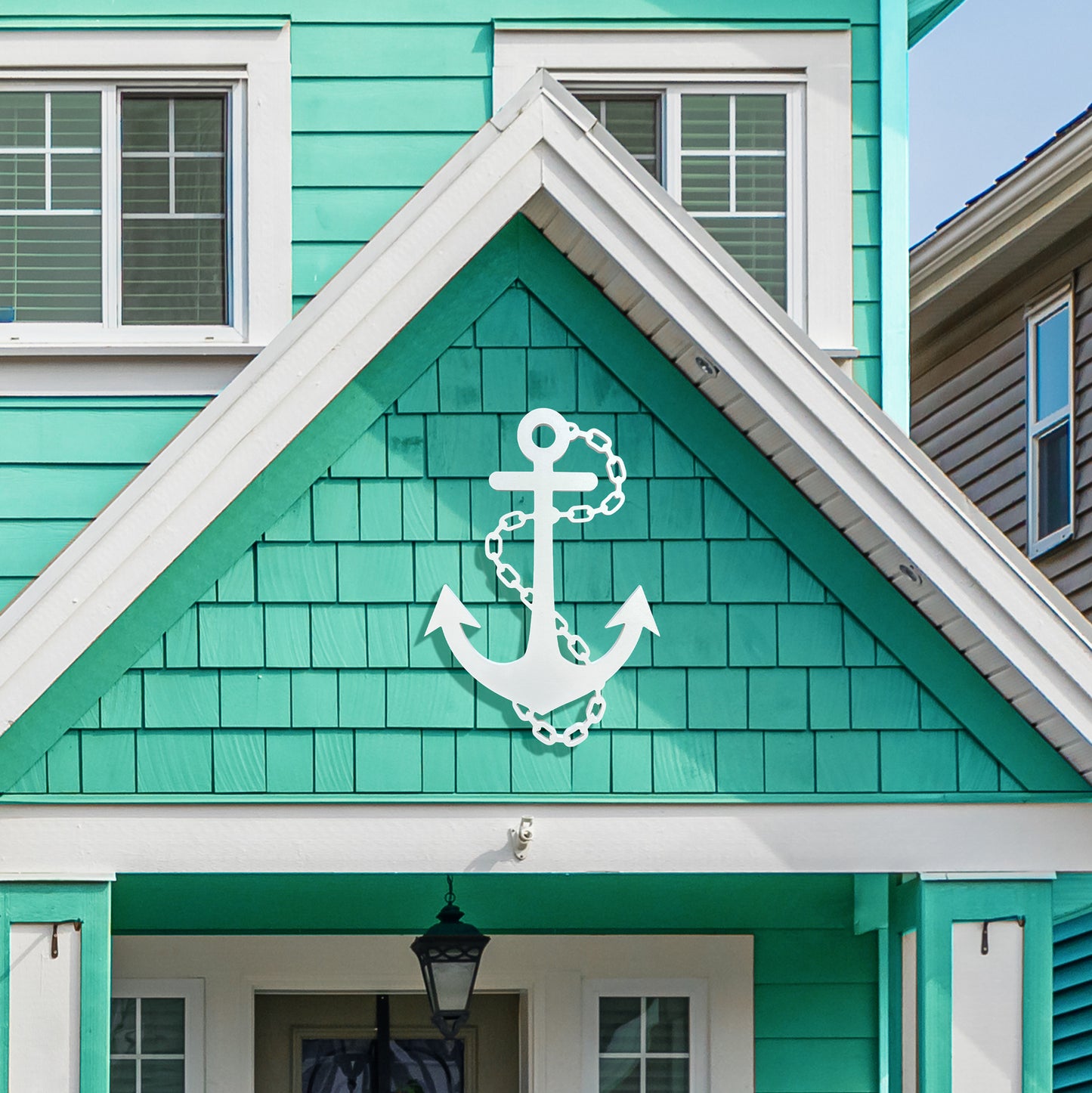 Outdoor Anchor Wall Decor – Nautical Beach House Sign – Weatherproof PVC Anchor with Chain – Ocean Marine Art for Indoor Outdoor Use