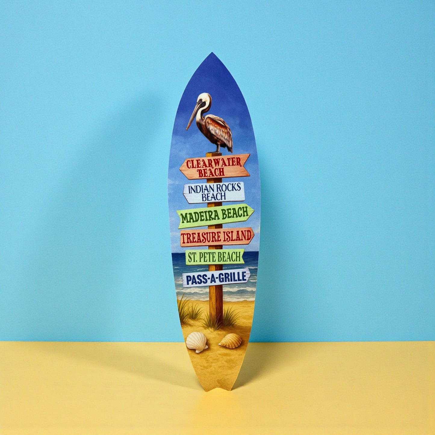 Florida Surfboard Wall Art - Coastal Beach House Decor, Weather-Resistant PVC Indoor Outdoor