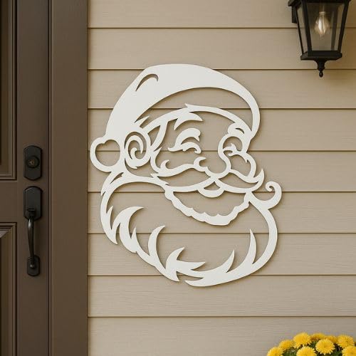 Santa Claus Christmas Decoration – Indoor Outdoor Holiday Wall Hanging Christmas Sign – Weatherproof PVC, Handmade in the USA