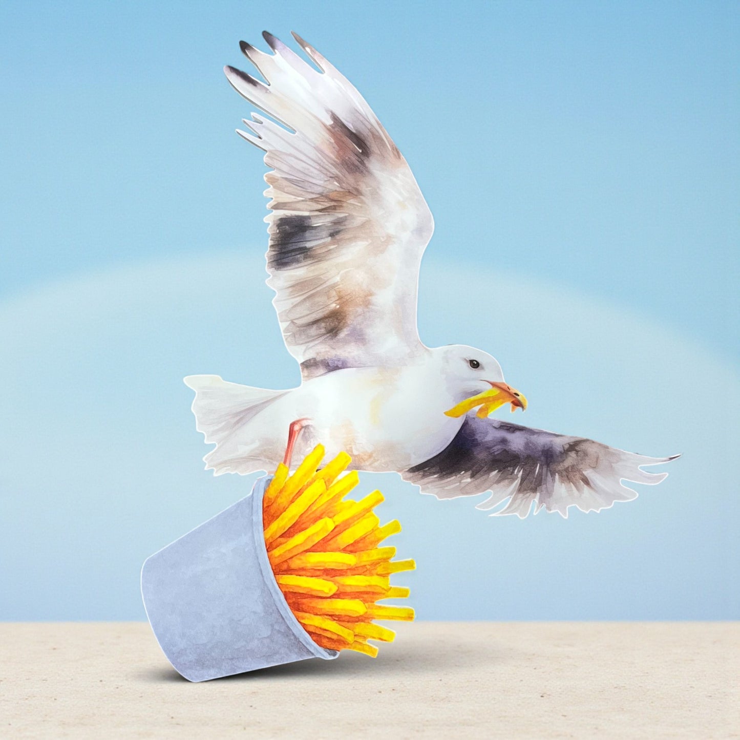 Flying Seagull with French Fries Sign – Outdoor PVC Beach