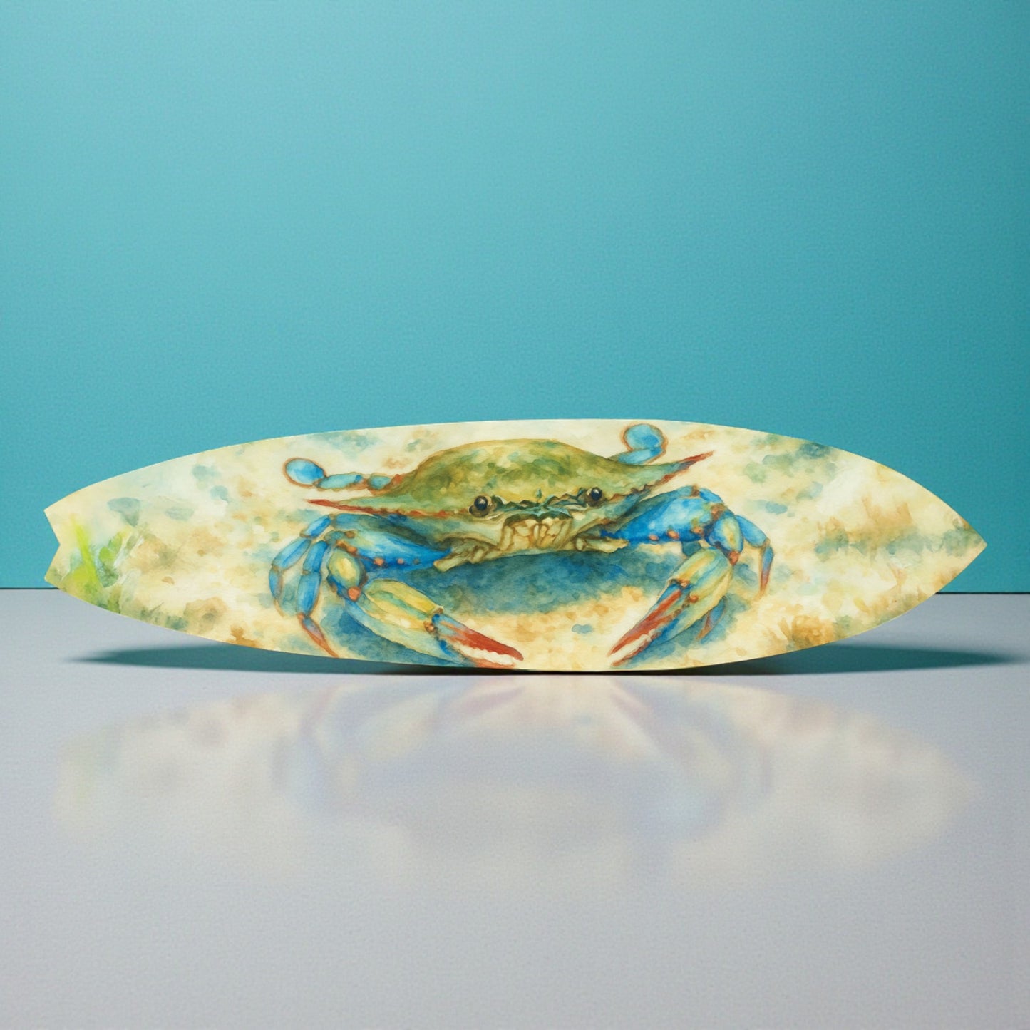 Crab Themed Watercolor Surfboard
