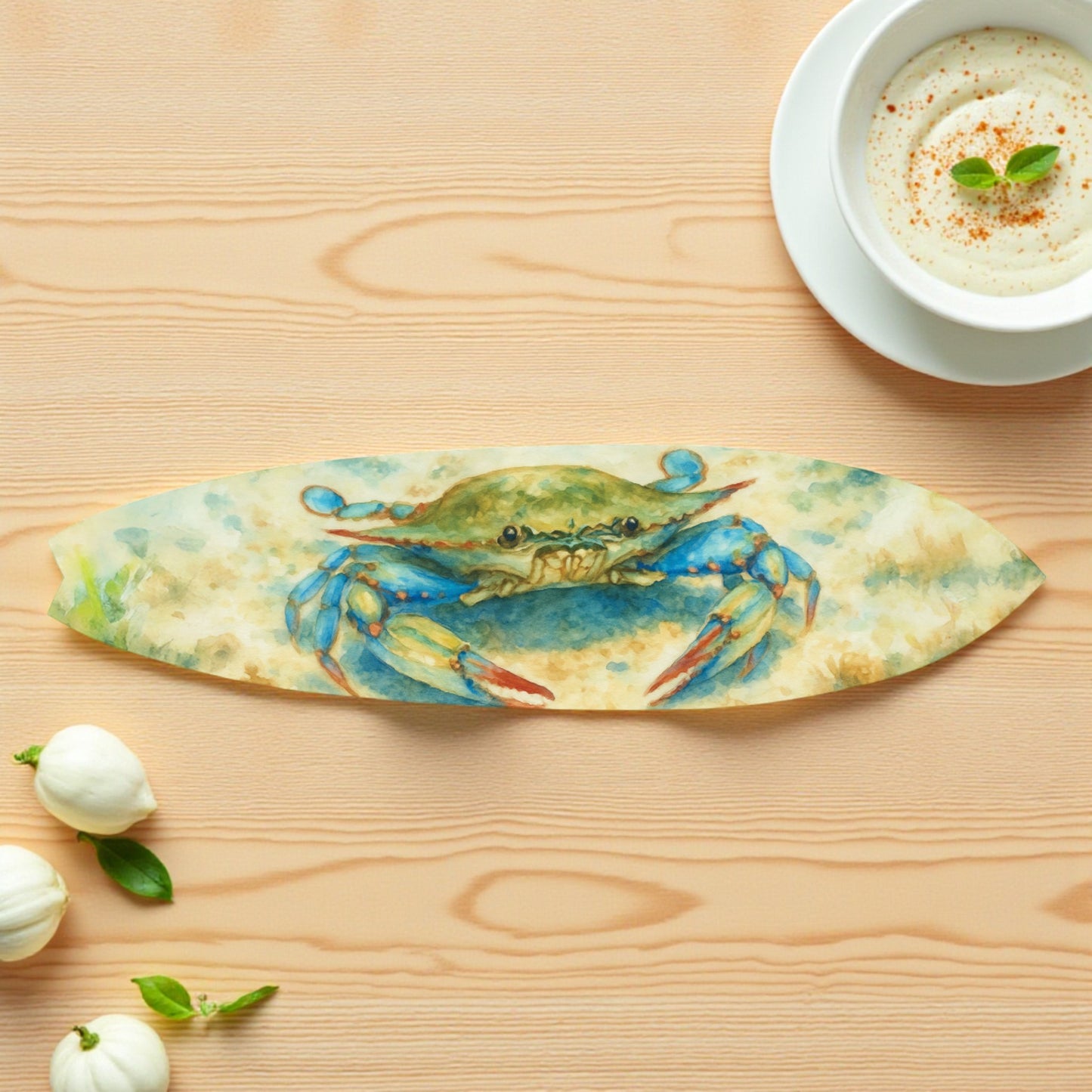 Crab Themed Watercolor Surfboard