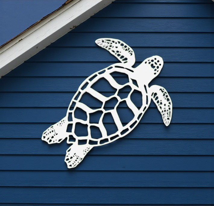 Outdoor Sea Turtle Wall Decor - PVC Turtle Sign for Beach House, Coastal Home, Patio, or Fence - Nautical Ocean-Themed Wall Art