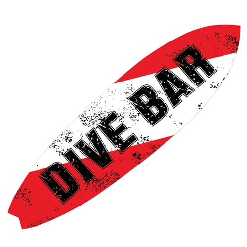 Dive Bar Surfboard Sign, Outdoor PVC Wall Art Beach Decor, Coastal Wall Hanging Weatherproof Decorative Surfboard for Bar Pool or Tiki Hut