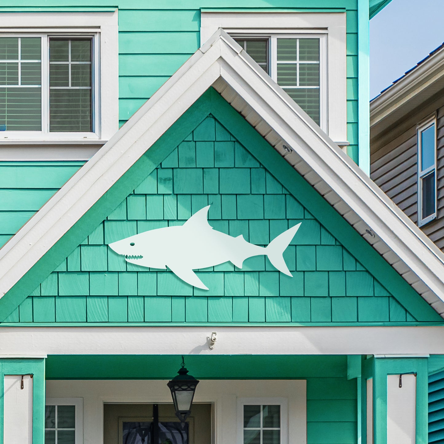 Outdoor Shark Wall Art – Weatherproof PVC Shark Decor for Beach House, Cottage, and Nautical Themed Spaces, Ocean Wall Hanging, 2 Foot