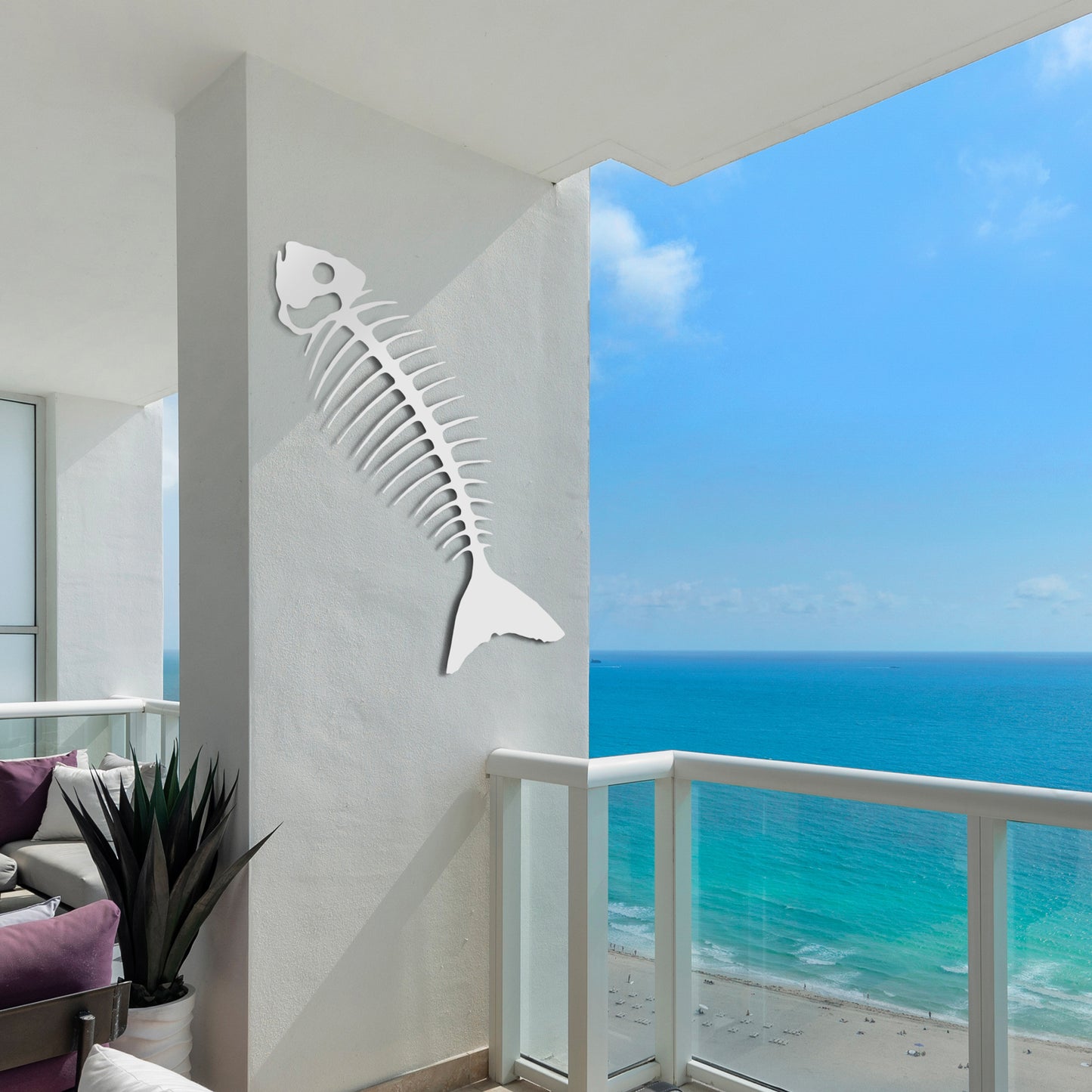 Outdoor Bonefish Wall Art – PVC Nautical Fish Decoration for Coastal Beach House, Pool Area, Fence and Shed